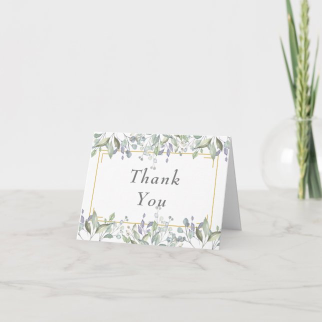 Lilac Greenery Country Floral Wedding Thank You Card (Front)