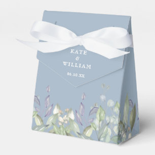 Lilac Greenery Floral Dusty Blue Wedding Favor Boxes