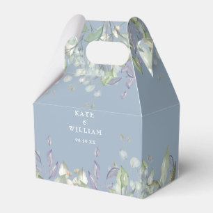 Lilac Greenery Floral Dusty Blue Wedding Favor Boxes
