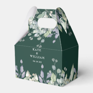 Lilac Greenery Floral Emerald Green Wedding Favor Boxes