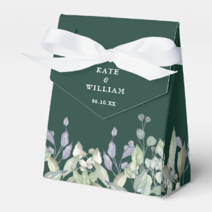 Lilac Greenery Floral Emerald Green Wedding Favor Boxes