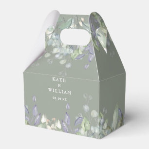 Lilac Greenery Floral Sage Green Wedding Favor Boxes
