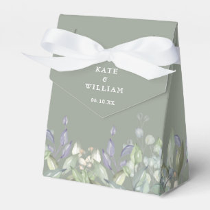 Lilac Greenery Floral Sage Green Wedding Favor Boxes