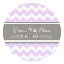 Lilac Grey Chevron Baby Shower Favor Stickers
