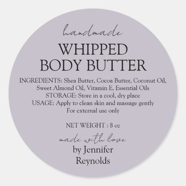 Lilac Handmade Body Butter Organic Classic Round Sticker