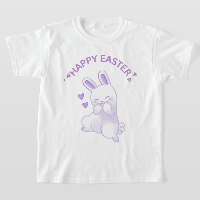 Lilac "Happy Easter Everyone" Loving Bunny T-Shirt (Laydown)