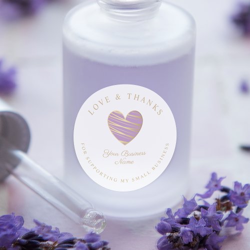 Lilac Heart Love  Thanks Supporting Business Classic Round Sticker