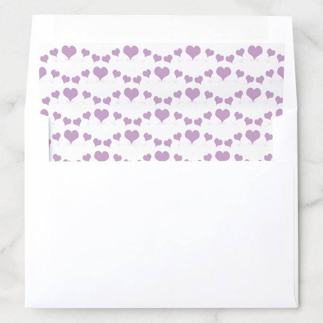 Lilac Hearts Design Wedding Envelope Liner (In Envelope)