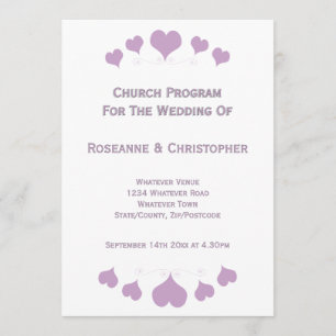 Lilac Hearts Design Wedding Program