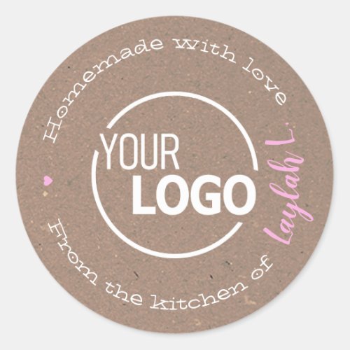 Lilac Homemade From The Kitchen Of Logo Template Classic Round Sticker