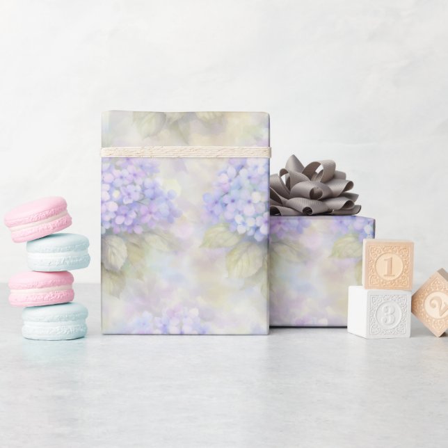 Lilac Hydrangea Floral Wrapping Paper (Baby Shower)