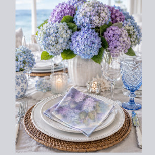 Lilac Hydrangea Napkin Elegant Floral Paper Napk
