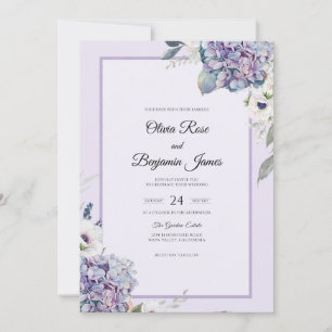 Lilac Hydrangea Romantic Eucalyptus Wedding Invitation