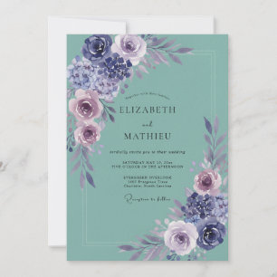Lilac Hydrangea Seafoam Eucalyptus Wedding Invitation