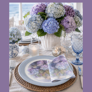 Lilac Hydrangea Watercolor Luncheon Napkin Paper Plates