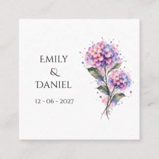 Lilac Hydrangea Watercolor Personalized Wedding Enclosure Card
