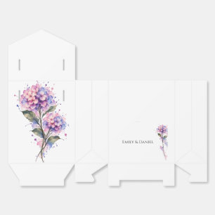 Lilac Hydrangea Watercolor Personalized Wedding Fa Favor Boxes