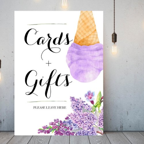 Lilac Ice Cream Bridal Shower Cards  Gifts Sign