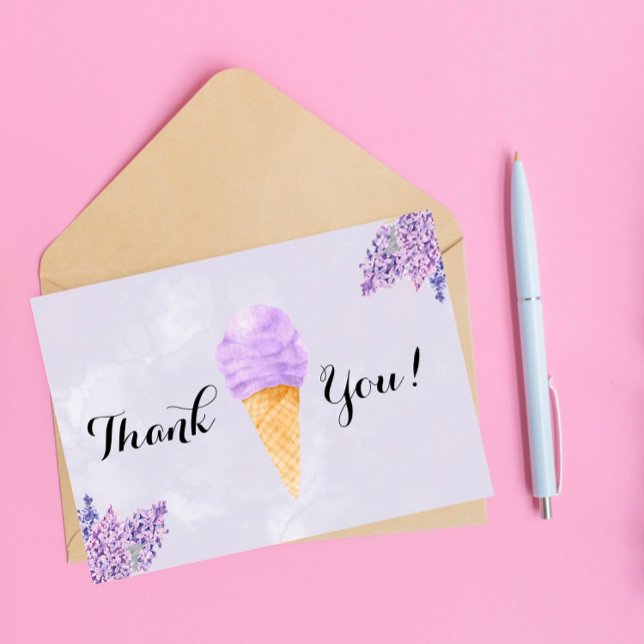Lilac Ice Cream Bridal Shower Thank You Card (Creator Uploaded)