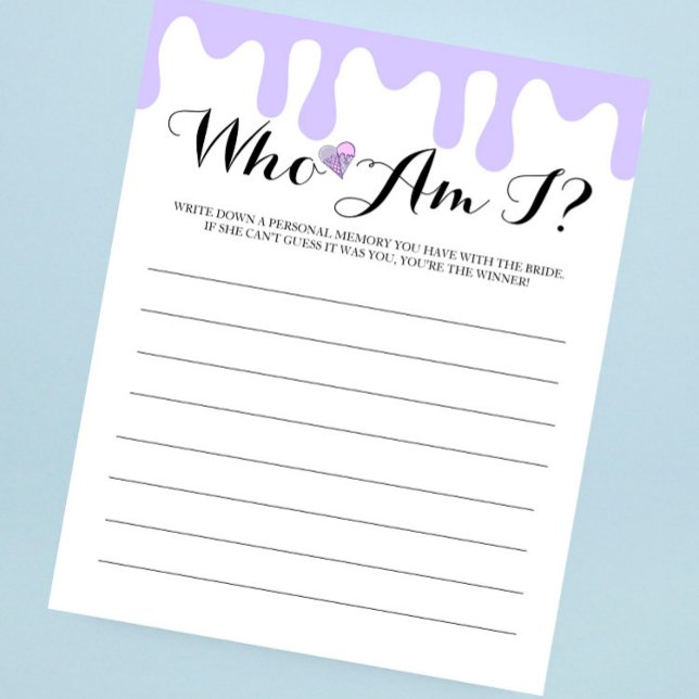 Lilac Ice Cream Bridal Shower "Who Am I?" Game (Creator Uploaded)