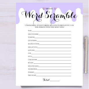 Lilac Ice Cream Bridal Shower Word Scramble Game