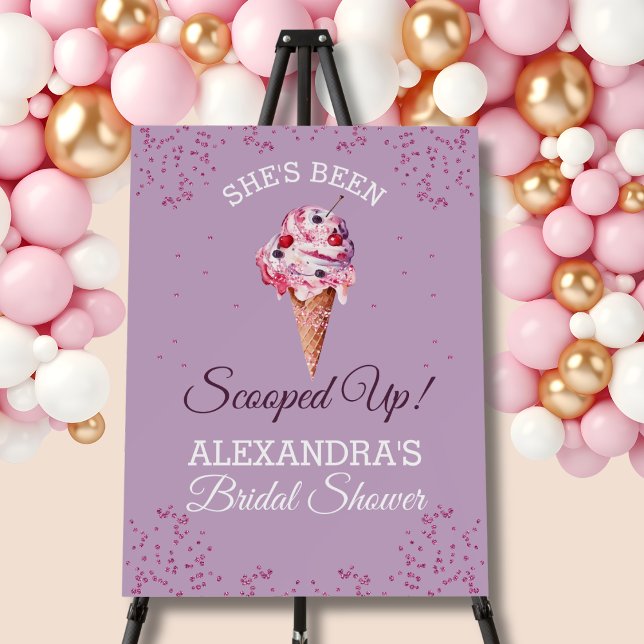 Lilac Ice Cream Scooped Up Bridal Shower Welcome  Foam Board (Creator Uploaded)