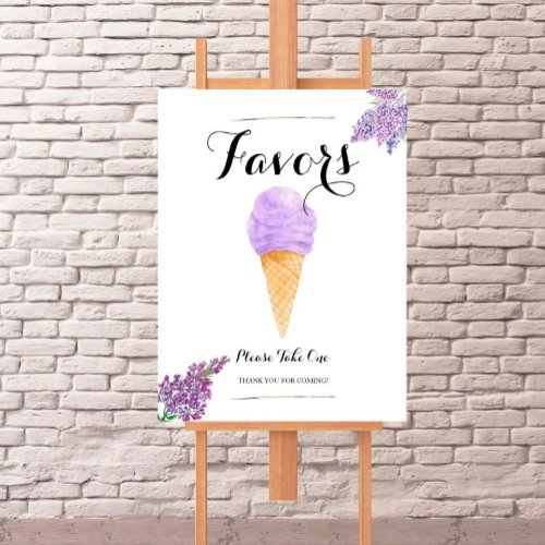 Lilac Ice Cream Social Bridal Shower Favors Sign