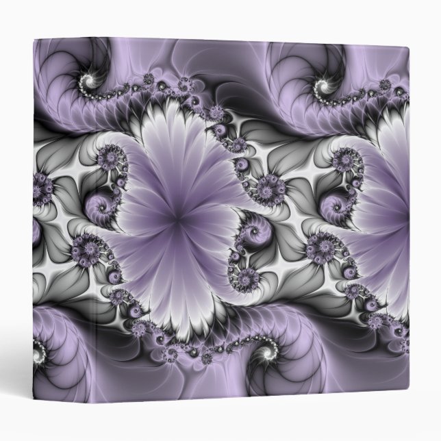 Lilac Illusion Abstract Floral Fractal Art Fantasy 3 Ring Binder (Front/Spine)