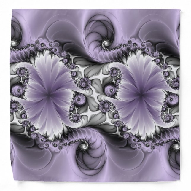 Lilac Illusion Abstract Floral Fractal Art Fantasy Bandana (Front)