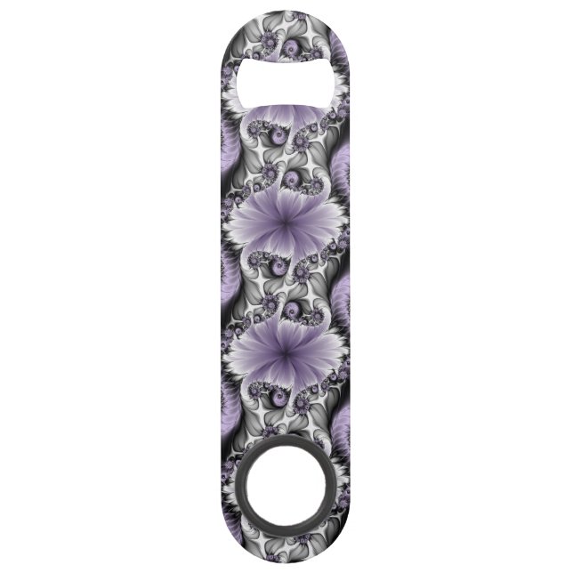 Lilac Illusion Abstract Floral Fractal Art Fantasy Bar Key (Front)