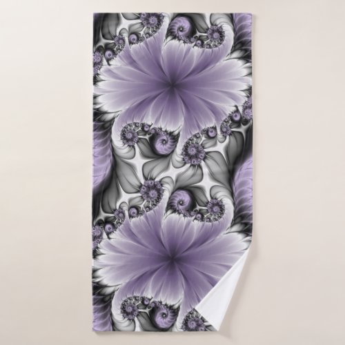 Lilac Illusion Abstract Floral Fractal Art Fantasy Bath Towel