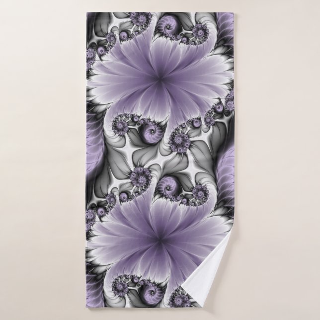 Lilac Illusion Abstract Floral Fractal Art Fantasy Bath Towel (Bath Towel)