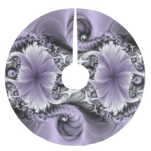 Lilac Illusion Abstract Floral Fractal Art Fantasy Brushed Polyester Tree Skirt