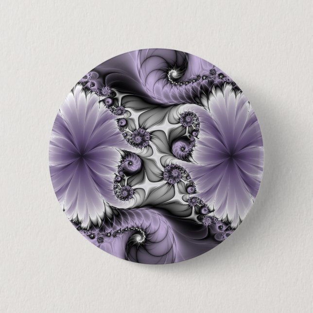 Lilac Illusion Abstract Floral Fractal Art Fantasy Button (Front)