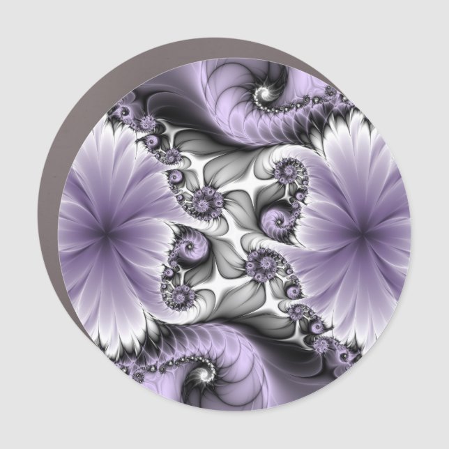 Lilac Illusion Abstract Floral Fractal Art Fantasy Car Magnet (Front)