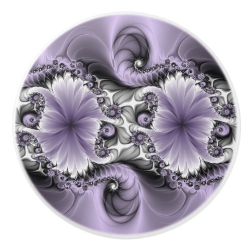 Lilac Illusion Abstract Floral Fractal Art Fantasy Ceramic Knob
