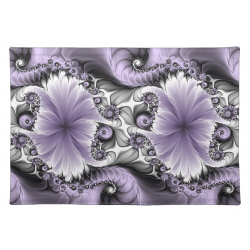 Lilac Illusion Abstract Floral Fractal Art Fantasy Cloth Placemat