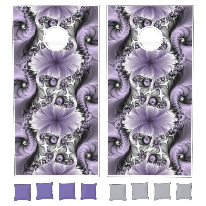 Lilac Illusion Abstract Floral Fractal Art Fantasy Cornhole Set