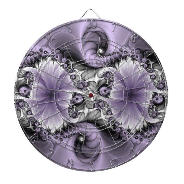 Lilac Illusion Abstract Floral Fractal Art Fantasy Dart Board (Front)