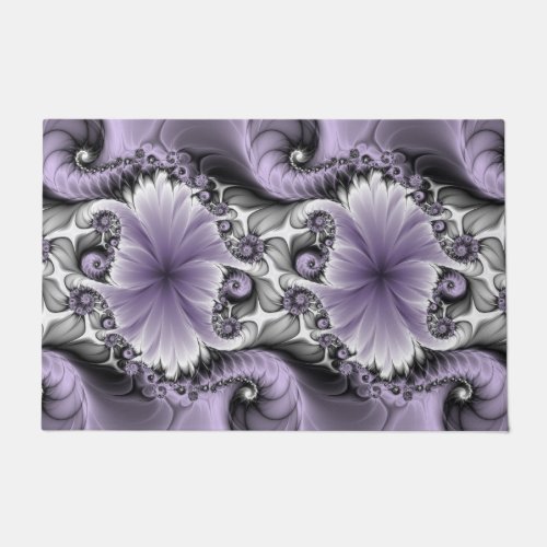 Lilac Illusion Abstract Floral Fractal Art Fantasy Doormat