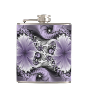 Lilac Illusion Abstract Floral Fractal Art Fantasy Flask
