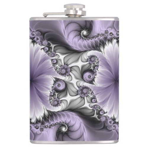 Lilac Illusion Abstract Floral Fractal Art Fantasy Flask