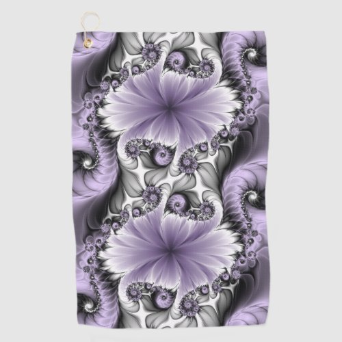 Lilac Illusion Abstract Floral Fractal Art Fantasy Golf Towel