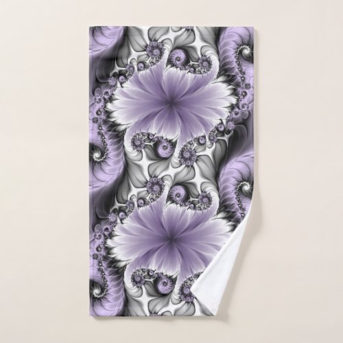 Lilac Illusion Abstract Floral Fractal Art Fantasy Hand Towel