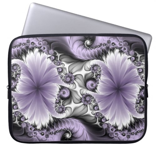 Lilac Illusion Abstract Floral Fractal Art Fantasy Laptop Sleeve