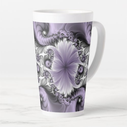 Lilac Illusion Abstract Floral Fractal Art Fantasy Latte Mug