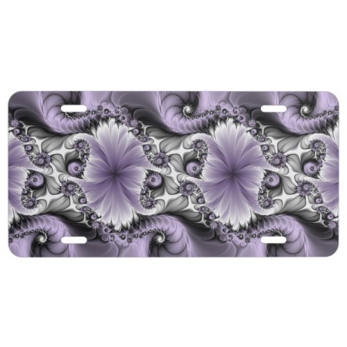 Lilac Illusion Abstract Floral Fractal Art Fantasy License Plate