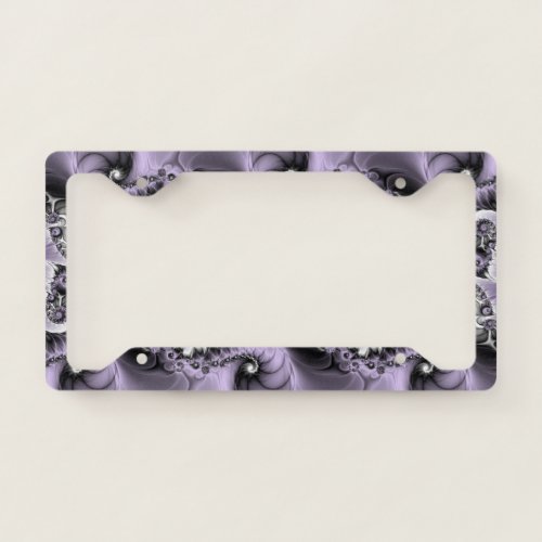 Lilac Illusion Abstract Floral Fractal Art Fantasy License Plate Frame