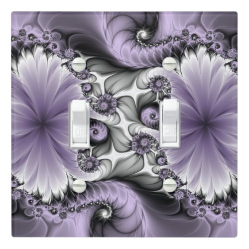 Lilac Illusion Abstract Floral Fractal Art Fantasy Light Switch Cover