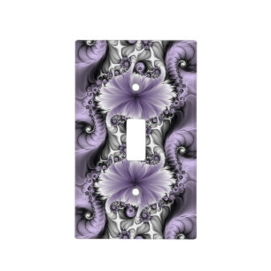 Lilac Illusion Abstract Floral Fractal Art Fantasy Light Switch Cover